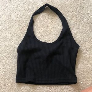 Super cute black ribbed halter top